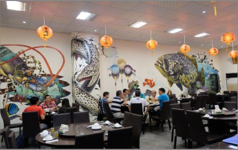 苏州海鲜餐厅墙体彩绘